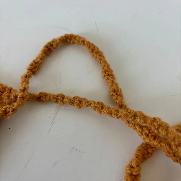 Vintage handmade knit hat/ear warmer hat with ties, Lot of 2 - Picture 6 of 15